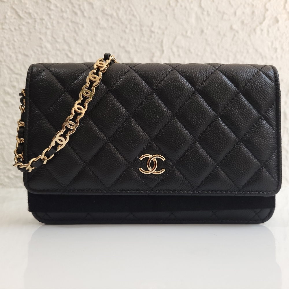 *Sold* Chanel 22P Metal Tag Classic Tiny Wallet On Chain Caviar Flap Bag